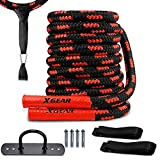 XGEAR Heavy Battle Rope, Exercise Training Rope with Anchor Strap, Wall Hanger Kit, 100% Poly Dacron Workout Rope/Undulation Ropes for Full Body Strength Training - 1.5' Dia, 30/40/50ft.