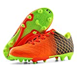 JABASIC Kids Outdoor Soccer Cleats Athletic Firm Ground Football Shoes (3,Orange)