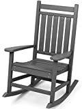 KINGYES Outdoor Rocking Chair, Oversized Porch Rocker Chair for Adult, All-Weather Resistant Patio Rocking Chair for Garden Lawn, Gray