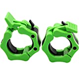 Greententljs Barbell Collars 2 Inch Quick Release Pair Locking 2' Pro Olympic Bar Clip Lock Barbell Clamp 45lbs Weights Plates Clips Workout for Weightlifting Fitness Training (Neon-Green)