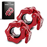 DMoose Olympic Barbell Clips (Professional Grade) I Quick Release Barbell Collar Non Slip Locking Weight Clips I Barbell Clamps for Weightlifting Bar & Olympic Weight Bar I 1 Inch Pair (Red)
