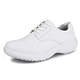 Hawkwell Women's Lace Up Nursing Shoes Comfortable Work Shoes,White PU,7 M US