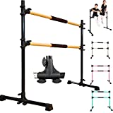 PreGymnastic Updated 4ft/5ft Adjustable & Portable Freestanding Ballet Barre with Carrying Bag for Dancing Stretch (Amazing Black)