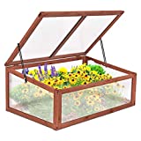 Giantex Garden Portable Wooden Green House Cold Frame Raised Plants Bed Protection (39.3'X24.8'X15.1')