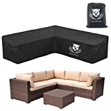ClawsCover Patio V-Shaped Sectional Sofa Covers Waterproof Outdoor Furniture Protector Heavy Duty 420D Oxford Cloth Garden Couch Cover,2 Air Vent,6 Windproof Straps,100'L(on Each Side) x 33.5'D x 31'H