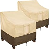 Patio Chair Covers, 2 Pack Lounge Deep Seat Cover 35' W x 38' D x 31' H, Heavy Duty Lawn Patio Outdoor Furniture Covers Waterproof with Air Vents for All Weather, Khaki & Brown