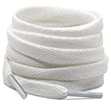 DELELE 2 Pair 23.62'Flat Shoe laces 5/16' Wide Shoelaces for Athletic Running Sneakers Shoes Boot Strings White