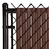 SoliTube Slat Privacy Inserts for Chain-Link Fence, Double-Wall Vertical Bottom-Locking Slats with Wings for 6' Fence Height (Brown)
