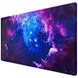 Gaming Mouse Pad, Canjoy Extended Mouse Pad, 31.5x15.7inch XXL Large Big Computer Keyboard Mouse Mat Desk Pad with Non-Slip Base and Stitched Edge for Home Office Gaming Work, Galaxy Print