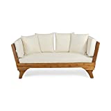Christopher Knight Home 312937 Patrick Outdoor Acacia Wood Expandable Daybed with Water Resistant Cushions, Teak