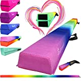 PreGymnastic Folding Balance Beam 8FT/9.5FT -Extra-Firm Suede Cover with Shinning Sticker and Carry Bag for Home/School/Club/Travel