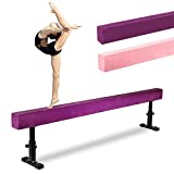 TOLEAD 8FT Adjustable Kids Balance Beam for Home - Solid Suede Gymnastics Equipment - Floor Beam for Gymnastics- Removable Non Slip Rubber Base Purple