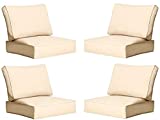 Creative Living 4PC Chat 24x24 Outdoor Deep Seating Patio Replacement Cushions, 4 Count (Pack of 1), Beige