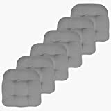 Sweet Home Collection Patio Cushions Outdoor Chair Pads Premium Comfortable Thick Fiber Fill Tufted 19' x 19' Seat Cover, 6 Count (Pack of 1), Silver