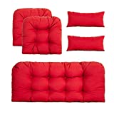 ARTPLAN Outdoor Cushions Loveseat All Weather Chair Cushions Bench Cushions Set of 5 Wicker Tufted Pillow for Patio Furniture