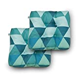 Duck Covers Water-Resistant 19 x 19 x 5 Inch Indoor Outdoor Seat Cushions, Blue Lagoon Geo, 2-Pack, Outdoor Patio Cushions