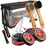 8pc Black and Brown Shoe / Boot Cleaning Kit – Polish, Brushes, Cloth, Case - Red Moose