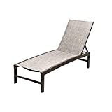 Crestlive Products Aluminum Adjustable Chaise Lounge Chair Outdoor Five-Position Recliner, Curved Design, All Weather for Patio, Beach, Yard, Pool (Beige)