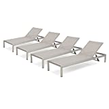 Christopher Knight Home Cape Coral Outdoor Mesh Chaise Lounges, 4-Pcs Set, Grey