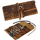 Leather Tool Roll Up Pouch - Leather Tool Wrench Roll / Chisel Bag by Rustic Town