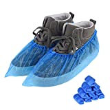 100 PCS（50 Pairs）Shoe Covers Disposable, Green Convenience, Recyclable, Boot Cover, Waterproof, Non slip, Dust proof, One Size Fit All, Durable CPE Material, Blue, Protect Your Shoes, Floor, Carpet