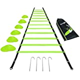 Yes4All Ultimate Combo Agility Ladder Training (Lime) Set – Speed Agility Ladder Lime 12 Adjustable Rungs, 12 Agility Cones & 4 Steel Stakes - Included Carry Bag
