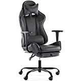 Office Gaming Chair - Ergonomic Computer Desk Chairs with Footrest, Executive Swivel Chair, PU Leather, Thick Padding