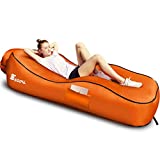 SEGOAL Ergonomic Inflatable Lounger Beach Bed Camping Chair Air Sofa Couch Hammock with Pillow, Waterproof Anti-Air Leaking Single Layer Nylon Fabric for Hiking Travel Beach Park, No Pump Required