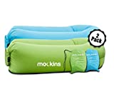 Nevlers Inflatable Air Lounger for Camping, the Beach, and Picnics, Portable and Easy to Use for Kids and Adults, 2 Pack, Blue and Green