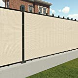 Patio Paradise 4' x 50' Tan Beige Privacy Screen Fence Commercial Outdoor Backyard Shade Windscreen Mesh Fabric with Brass Gromment 90% Blockage- 3 Years Warranty Customized
