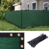 Amgo 4' x 50' Green Fence Privacy Screen Windscreen,with Bindings & Grommets, Heavy Duty for Commercial and Residential, 90% Blockage, Cable Zip Ties Included, (Available for Custom Sizes)