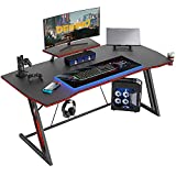 DESINO Gaming Desk 40 inch PC Computer Desk, Home Office Desk Gaming Table Z Shaped Gamer Workstation with Cup Holder and Headphone Hook, Black