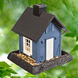 North States Village Collection Blue Cottage Birdfeeder: Easy Fill and Clean. Squirrel Proof Hanging Cable included, or Pole Mount (pole sold separately). Large, 5 pound Seed Capacity (9.5 x 10.25 x 11, Blue)