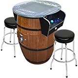 Creative Arcades Full Size Commercial Grade Wine Barrel Style Pub Arcade Machine | 2 Player | 412 Games | 19' LCD Screen | Round Glass Top | 2 Sanwa Joysticks | 2 Stools Included | 3 Year Warranty