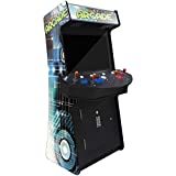 Creative Arcades Slim Full Size Stand-Up Commercial Grade Arcade Machine | 4 Player | 3500 Games | 32' LCD Screen | 4 Sanwa Joysticks | Trackball | 2 Stools Included | 3 Year Warranty