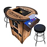 Creative Arcades Full Size Commercial Grade Pub Arcade Machine | 2 Player | 412 Games | 22' LCD Screen | Round Glass Top | 2 Sanwa Joysticks | Woodgrain Design | 2 Stools Included | 3 Year Warranty