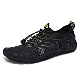UBFEN Water Shoes Aqua Shoes Swim Shoes Mens Womens Beach Sports Quick Dry Barefoot for Boating Fishing Diving Surfing with Drainage Driving Yoga A Black Size US 12 Women / 10 Men /(Euro 44)