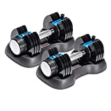 Lifepro Adjustable Dumbbell - 5-in-1, 25lb dumbell Adjustable Free Weights Plates and Rack - Hand Weights for Women and Men - Adjustable Weights, 5lb, 10lb, 15lb, 20lb, 25lb (25 Pounds - Pair)