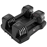 Adjustable Dumbbell, HAPBEAR 12.5/25 LBS Adjustable Exercise Dumbbell Set, Adjustable Weight by Turning Handle, Free Weight Set for Gym Home Men Women Fitness