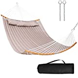 Mansion Home Hammock with Curved Spreader Bar, Heavy Duty Hammock Capacity 450 Lbs, Portable Hammock with Carrying Bag, Tan