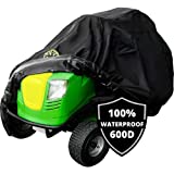 Family Accessories Cover for Riding Mower with Bagger Attachment, Waterproof Heavy Duty 600D Marine Grade Fabric, Universal Fit Lawn Tractor Cover, Outdoor UV and Heavy Rain Protection