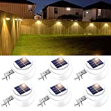 ROSHWEY Backyard Lights, 6 Pack Solar Fence Lights with 9 LED Waterproof Outdoor Gutter Lights for Eaves Garden Landscape Yard (Warm White)