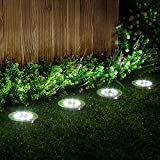 Solpex 12 Pack Solar Ground Lights Outdoor, Waterproof 8 LED Solar Powered Disk Lights Outdoor Garden Landscape Lighting for Yard Deck Lawn Patio Pathway Walkway (White)