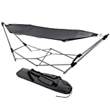Lavish Home 80-OUTHAM-Gry Portable Hammock with Stand, Gray