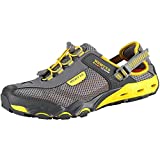 HUMTTO Men's Athletic Outdoor Sandals - Sport Non-Slip Hiking Sandals Closed Toe Trail Walking Water Shoes 10.5 Grey 1605