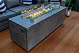 70' Linear Rectangular Modern Concrete Fire Pit Table w/ Glass Guard and Crystals in Gray by AKOYA Outdoor Essentials (Caribbean Blue)