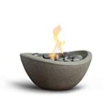 Terra Flame Tabletop Fire Bowls – Pewter Table Top Fire Bowl for Indoor and Outdoor, Portable Fireplace and Table Top Fire Pit for Patio, Wave Design Centrepiece