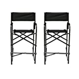 Impact Canopy Tall Folding Director's Chair, Heavy Duty, Set of 2 Chairs, Black