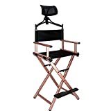 Folding Makeup Artist Chair Directors Chair, Portable Chair, Foldable Aluminum Makeup Chair with Head Rest(Color:Gold)