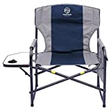 Coastrail Outdoor XXL Oversized Director Chair Supports 600lbs, 28' Wide Fully Back Padded for Adults Heavy Duty Folding Camping Chair with Side Table & Storage Pocket, Blue